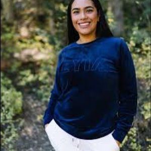 Zyia navy velvet sweatshirt